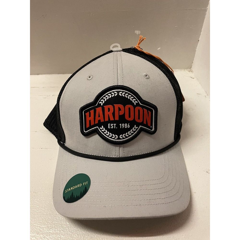 Harpoon Brewery Beer Trucker Hat Mesh Snapback NWT Gray Black‎ Adjustable